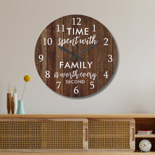 Grande Horloge Ronde Citation sur le temps passé en famille Typographie