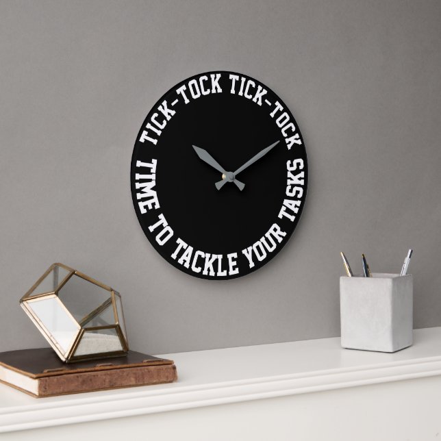 Grande Horloge Ronde Citations amusantes Motivationnelle Black Round Wa (Bureau)