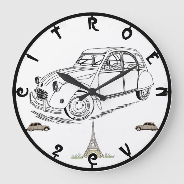 Grande Horloge Ronde Citroen 2CV Image Wall Clock (Recto)