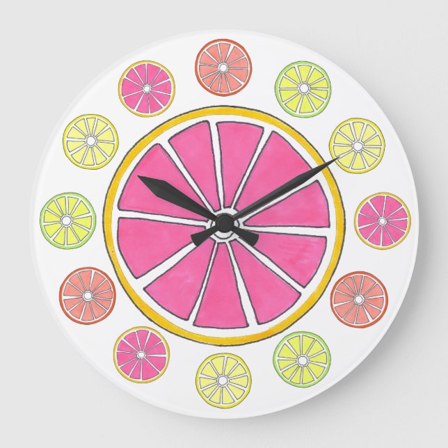 Grande Horloge Ronde Citron citron vert pamplemousse d'agrumes d'orange (Recto)