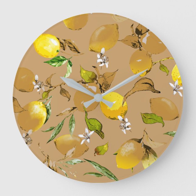 Grande Horloge Ronde citrons d'aquarelle 33 (Recto)