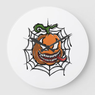 Grande Horloge Ronde Citrouille - Conception Halloween - Horreur Chemis