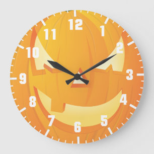 Grande Horloge Ronde citrouille d'halloween