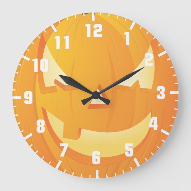 Grande Horloge Ronde citrouille d'halloween (Recto)