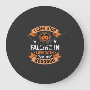 Grande Horloge Ronde Citrouille d'Halloween tombant amoureuse