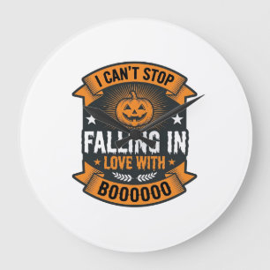 Grande Horloge Ronde Citrouille d'Halloween tombant amoureuse Vintage T