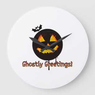 Grande Horloge Ronde Citrouille Halloween