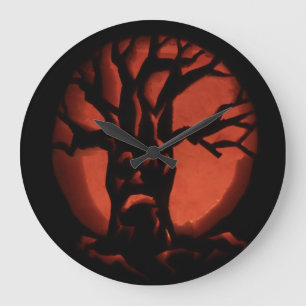 Grande Horloge Ronde Citrouille mort effrayé rougeoyant de Halloween