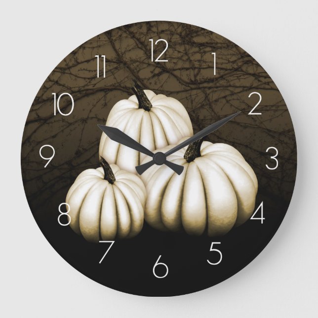 Grande Horloge Ronde Citrouilles blancs (Recto)