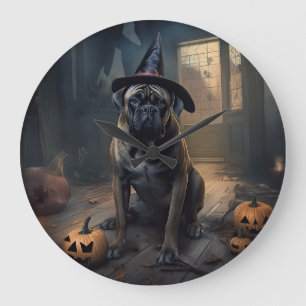Grande Horloge Ronde Citrouilles Bullmastiff Halloween Épouvantable