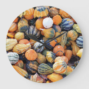 Grande Horloge Ronde Citrouilles Colorées A