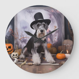 Grande Horloge Ronde Citrouilles de Schnauzer miniature Halloween