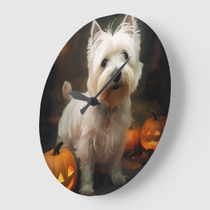 Grande Horloge Ronde Citrouilles de terrrier West Highland White pour H