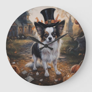 Grande Horloge Ronde Citrouilles Papillon Halloween Épouvantable