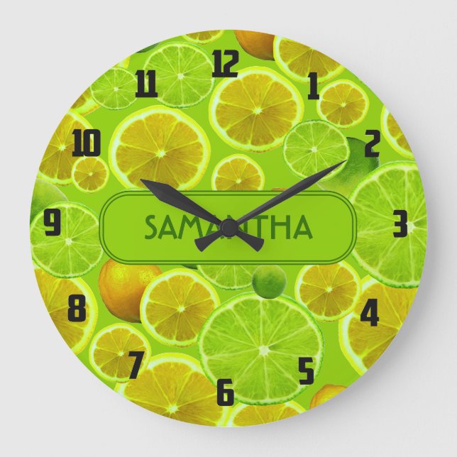 Grande Horloge Ronde Citrus Fruit, Lemon & Lime Pattern (Recto)