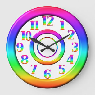 Grande Horloge Ronde Clair Design Moderne Coloré