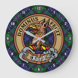 Grande Horloge Ronde Clan Baird Crest sur Tartan