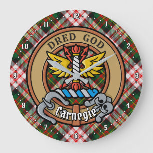 Grande Horloge Ronde Clan Carnegie Crest sur la robe Tartan