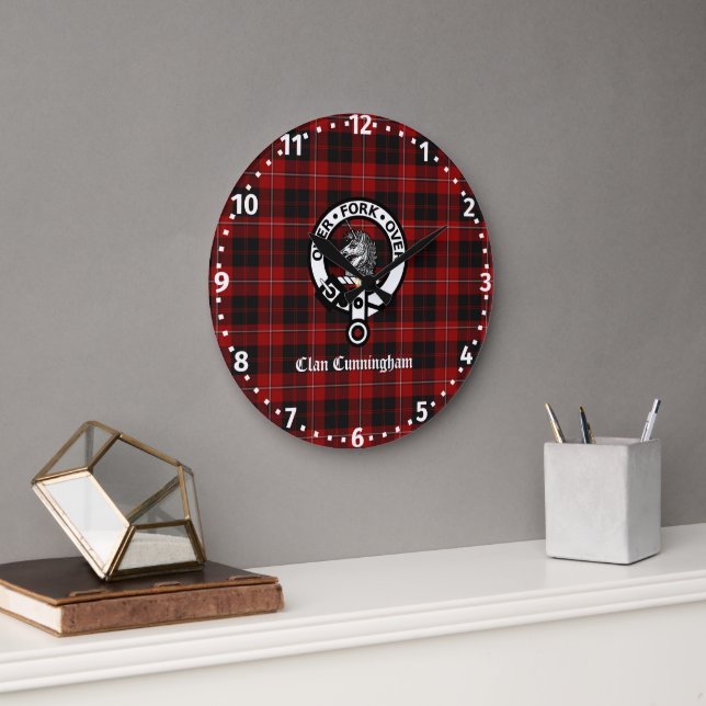 Grande Horloge Ronde Clan Cunningham Badge & Tartan (Bureau)