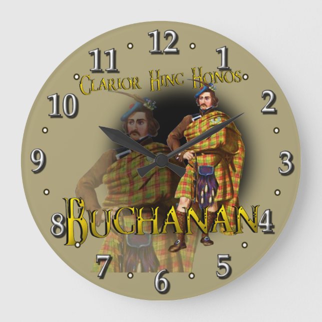 Grande Horloge Ronde Clan écossais Buchanan Tartan (Recto)