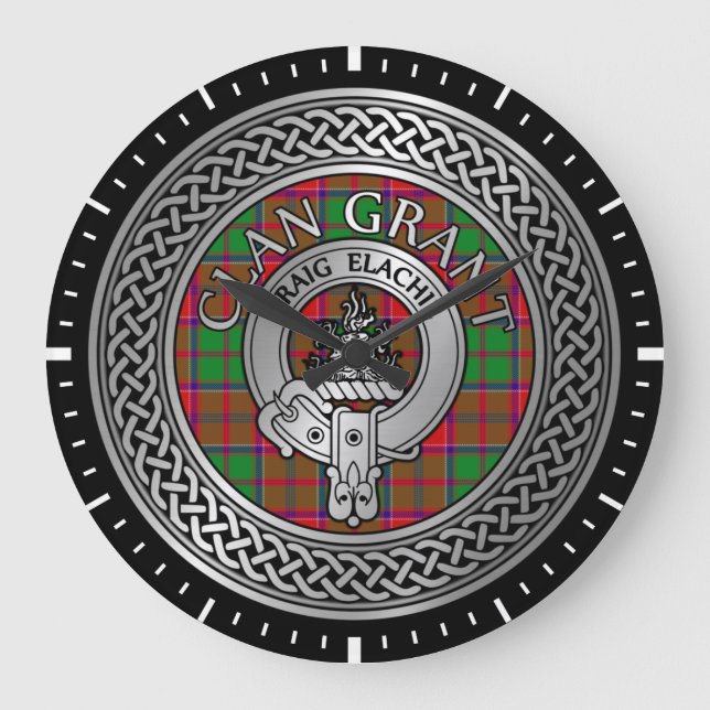 Grande Horloge Ronde Clan Grant Crest & Tartan Knot (Recto)
