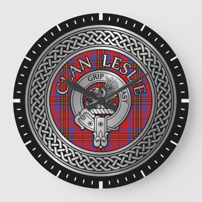Grande Horloge Ronde Clan Leslie Crest & Tartan Knot (Recto)