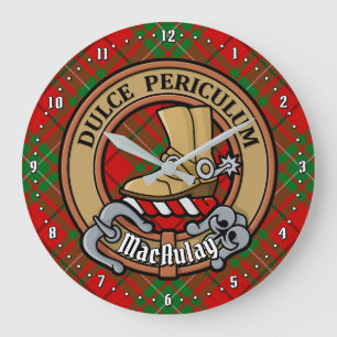 Grande Horloge Ronde Clan MacAulay Crest sur Tartan