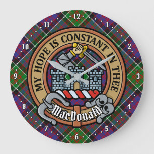 Grande Horloge Ronde Clan MacDonald de Clanranald Crest sur Tartan