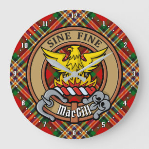 Grande Horloge Ronde Clan MacGill Crest sur Tartan