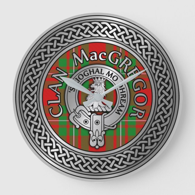 Grande Horloge Ronde Clan MacGregor Crest et Tartan Knot (Recto)