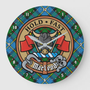 Grande Horloge Ronde Clan MacLeod Crest sur la chasse Tartan