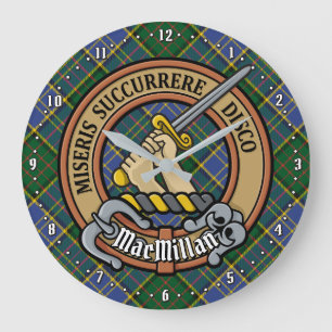 Grande Horloge Ronde Clan MacMillan Crest sur la chasse Tartan