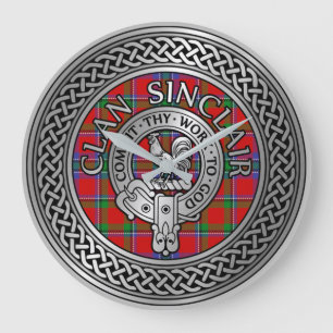 Grande Horloge Ronde Clan Sinclair Crest & Tartan Knot