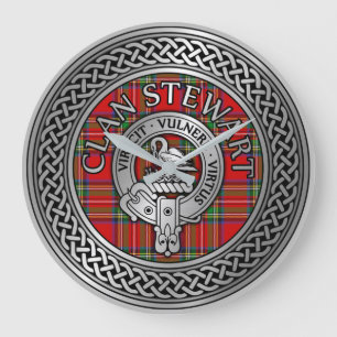 Grande Horloge Ronde Clan Stewart Stuart Crest & Tartan Knot