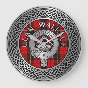 Grande Horloge Ronde Clan Wallace Crest et Tartan Knot