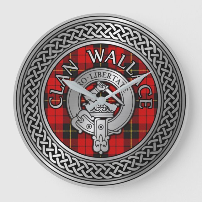 Grande Horloge Ronde Clan Wallace Crest et Tartan Knot (Recto)