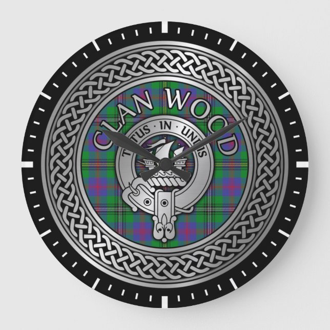 Grande Horloge Ronde Clan Wood Crest & Tartan Knot (Recto)