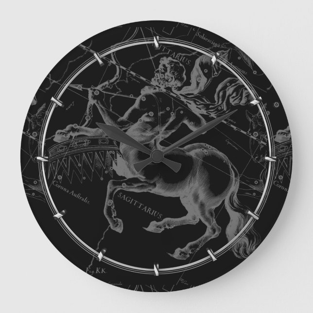 Grande Horloge Ronde Classe de constellation du Sagittaire Gravure élég (Recto)