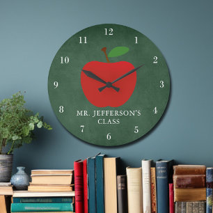 Grande Horloge Ronde Classe de Green Chalkboard
