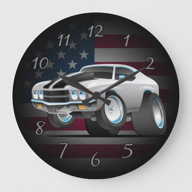 Grande Horloge Ronde Classic 70's American Muscle Car Cartoon (Recto)