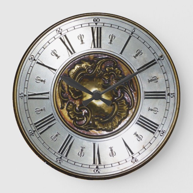 Grande Horloge Ronde CLASSIQUE | Image numérique métallique ornementale (Recto)