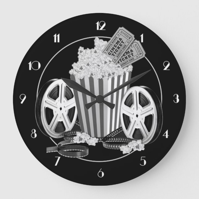 Grande Horloge Ronde Classiques de cinéma noir et blanc ronde (Recto)