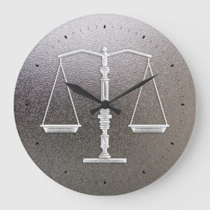 Grande Horloge Ronde Classy Scales of Justice   Graphic Metallic