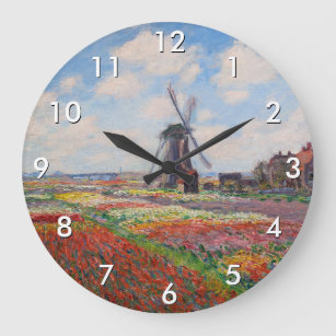 Grande Horloge Ronde Claude Monet - Champ de Tulipes en Hollande