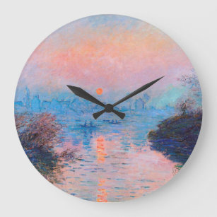 Grande Horloge Ronde Claude Monet - Coucher Du Soleil Sur La Seine