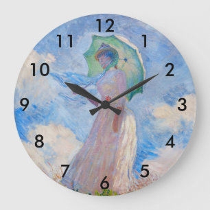 Grande Horloge Ronde Claude Monet - Femme à l'ombrellle tournée vers la