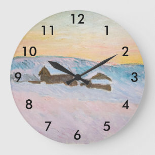 Grande Horloge Ronde Claude Monet - Norvège Paysage, Maisons Bleues