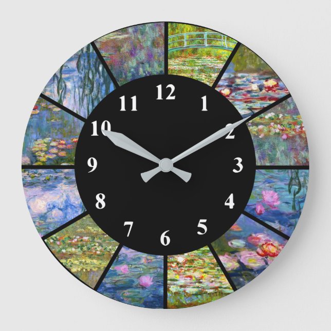 Grande Horloge Ronde Claude Monet Wall Clock Water Lys Peintures Art (Recto)