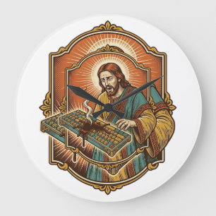 Grande Horloge Ronde Clavier Mécanique Jésus Café Renversé Technologie