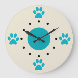 Grande Horloge Ronde Clignotements muraux de chiens mignons